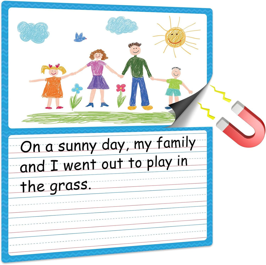 Jumbo Magnetic Draw & Write Paper 21.5x17in Dry Erase Handwriting Lined Paper for Classroom Whiteboard Accessories Writing Chart Page Giant Magnet Notebook Poster Graduation Supplies Teacher Must Have