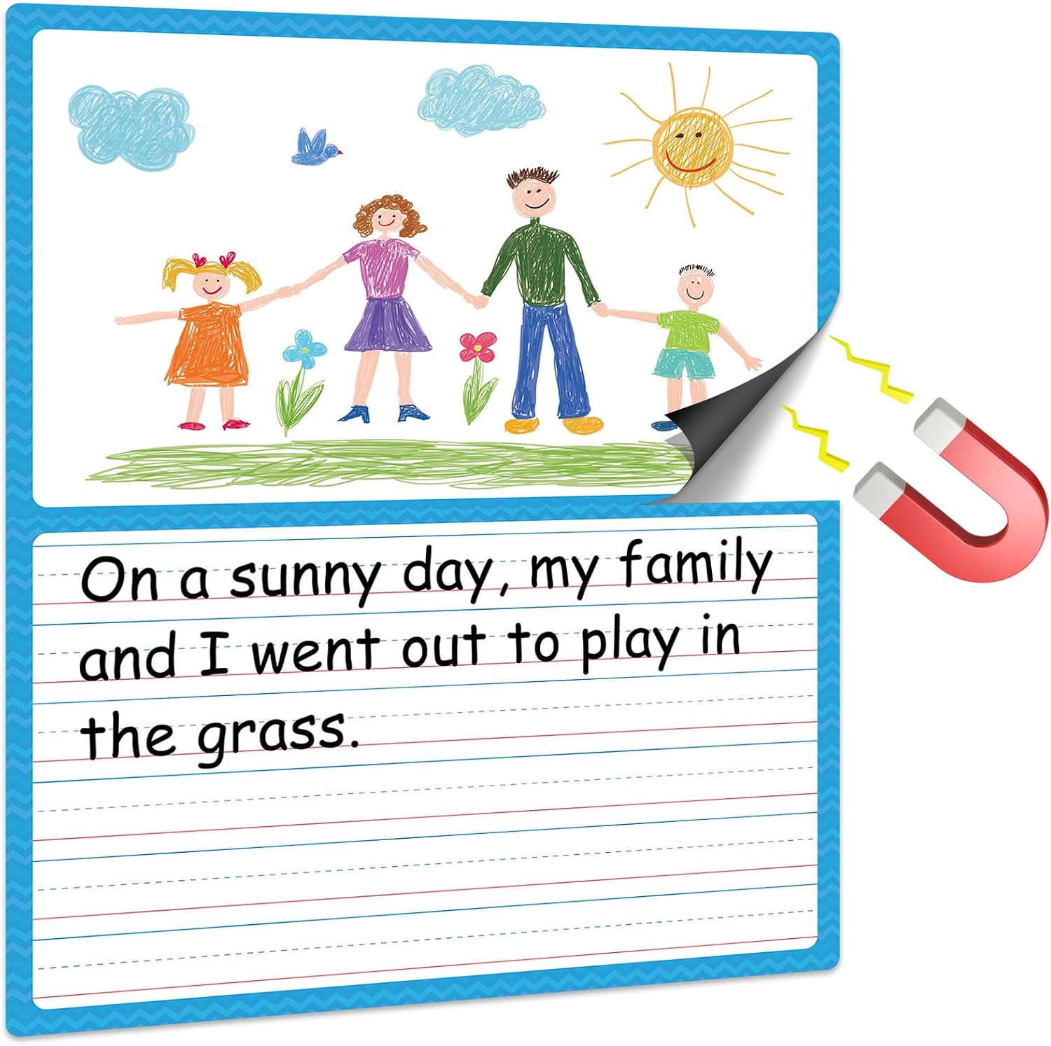 Jumbo Magnetic Draw & Write Paper 21.5x17in Dry Erase Handwriting Lined Paper for Classroom Whiteboard Accessories Writing Chart Page Giant Magnet Notebook Poster Graduation Supplies Teacher Must Have