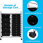 GOFLAME 15-Drawer Rolling Storage Cart, Craft Storage Cart - Image 5