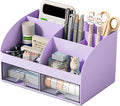 Desk Organizer with 6 Compartments and 2 Drawers, Plastic Makeup Organizer by COMFYROOM