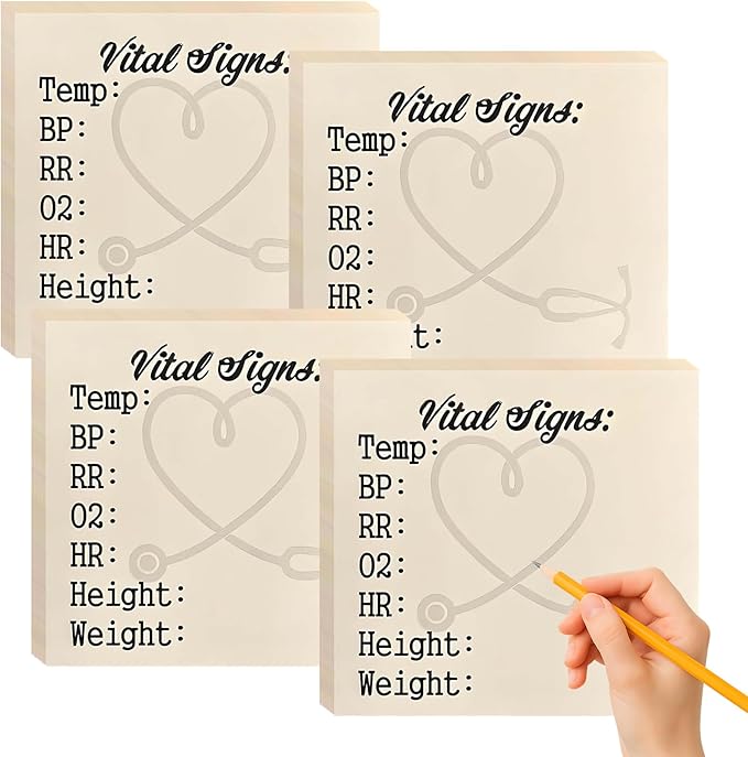 4 Pack Nurse Sticky Notes for Vital Signs – Daily Monitoring Notepad, Patient by Unknown