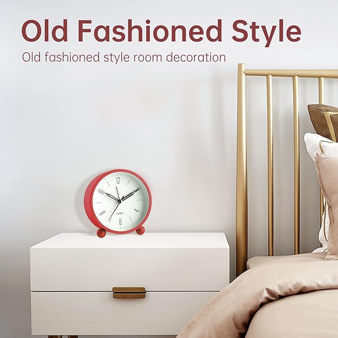 Analog Alarm Clock, 4 inch Super Silent Non Ticking Small Clock - Image 5