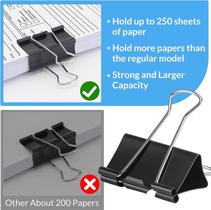 2 Inch 24 Pack Extra Large Binder Clips, Jumbo Paper Clips, Big Paper Clamps - Image 3
