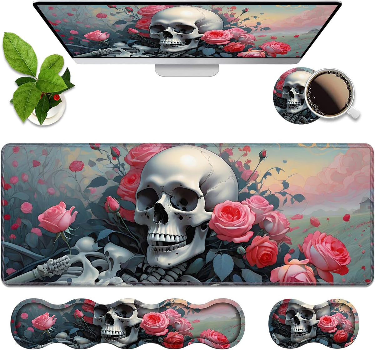 4 in 1 Ergonomic Memory Foam Mouse Pad Wrist Rest Set, Large XXL Gaming Desk ...