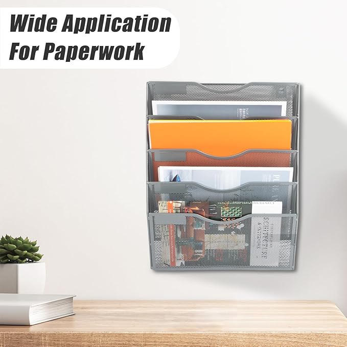 EASEPRES 5 Pocket Mesh Hanging Wall File Organizer, Wall Mounted Mail Paper - Image 7