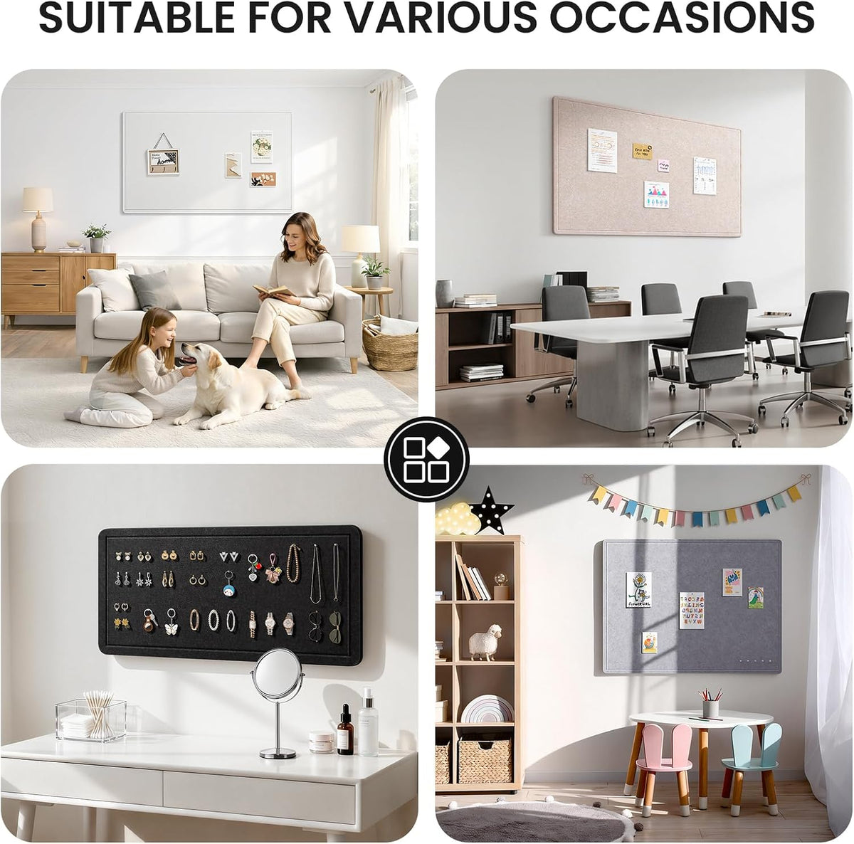 Large Bulletin Board, 60 X 35 Inches Felt Cork Board with 40 Pushpins, Foldab...