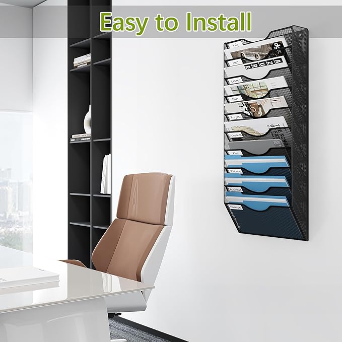 EasyPAG 10 Pocket Mesh Wall File Organizer, Hanging Paper Folder Holder - Image 6