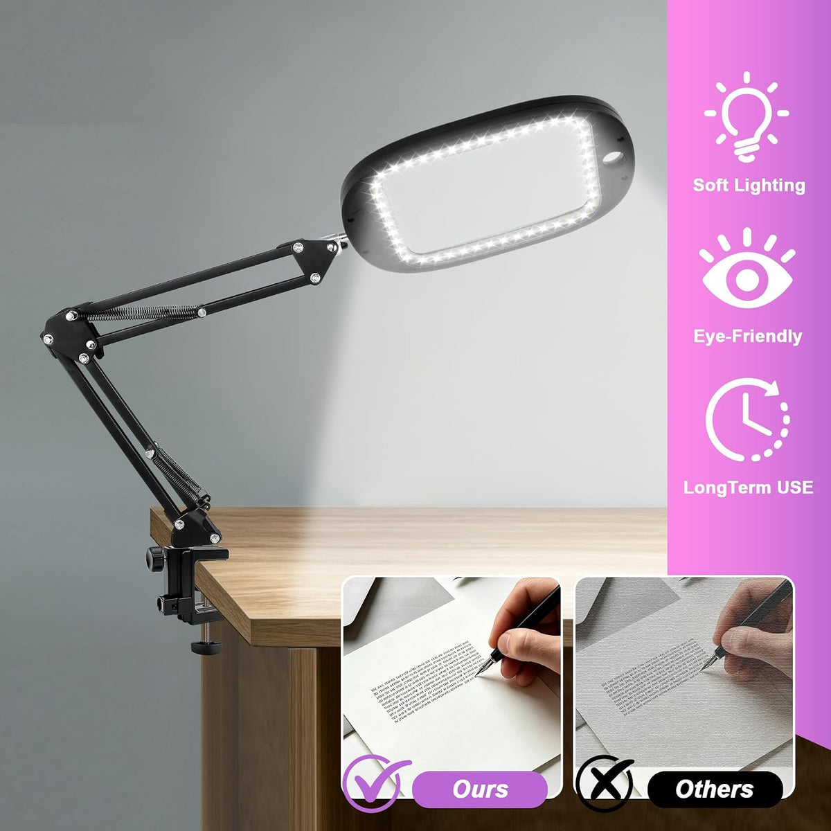 10X 30X Large Magnifying Glass with Light and Stand, Hands-Free Magnifier