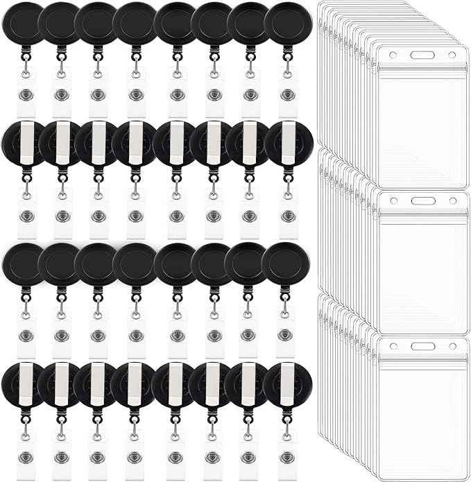 100 Pack Retractable Badge Reel Clips by Beieverluck
