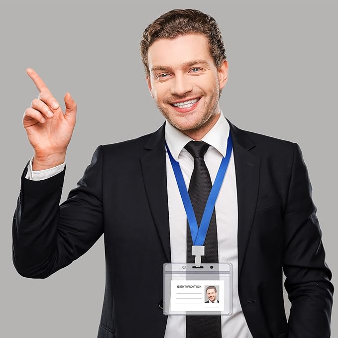 Zonon 150 Pcs Horizontal Clear ID Badge Holders Plastic Card Name Tag Holders - Image 7