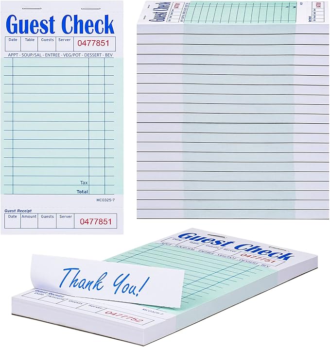 Methdic Guest Checks Server Note Pads 1000 Orders Waitress Notepad by Methdic