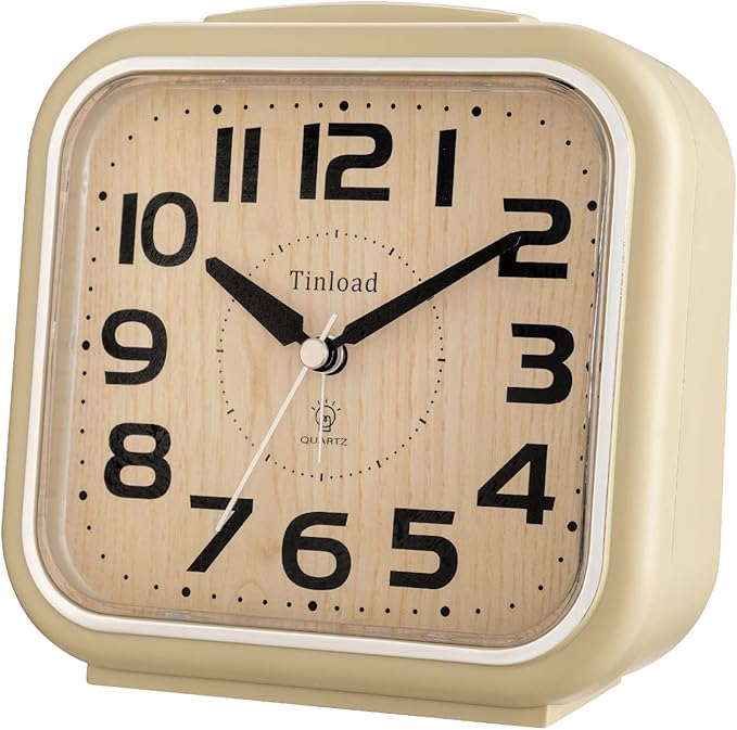 Tinload 5.5" Large Analog Alarm Clock Silent Non Ticking, Gentle Wake, Beep - Image 4