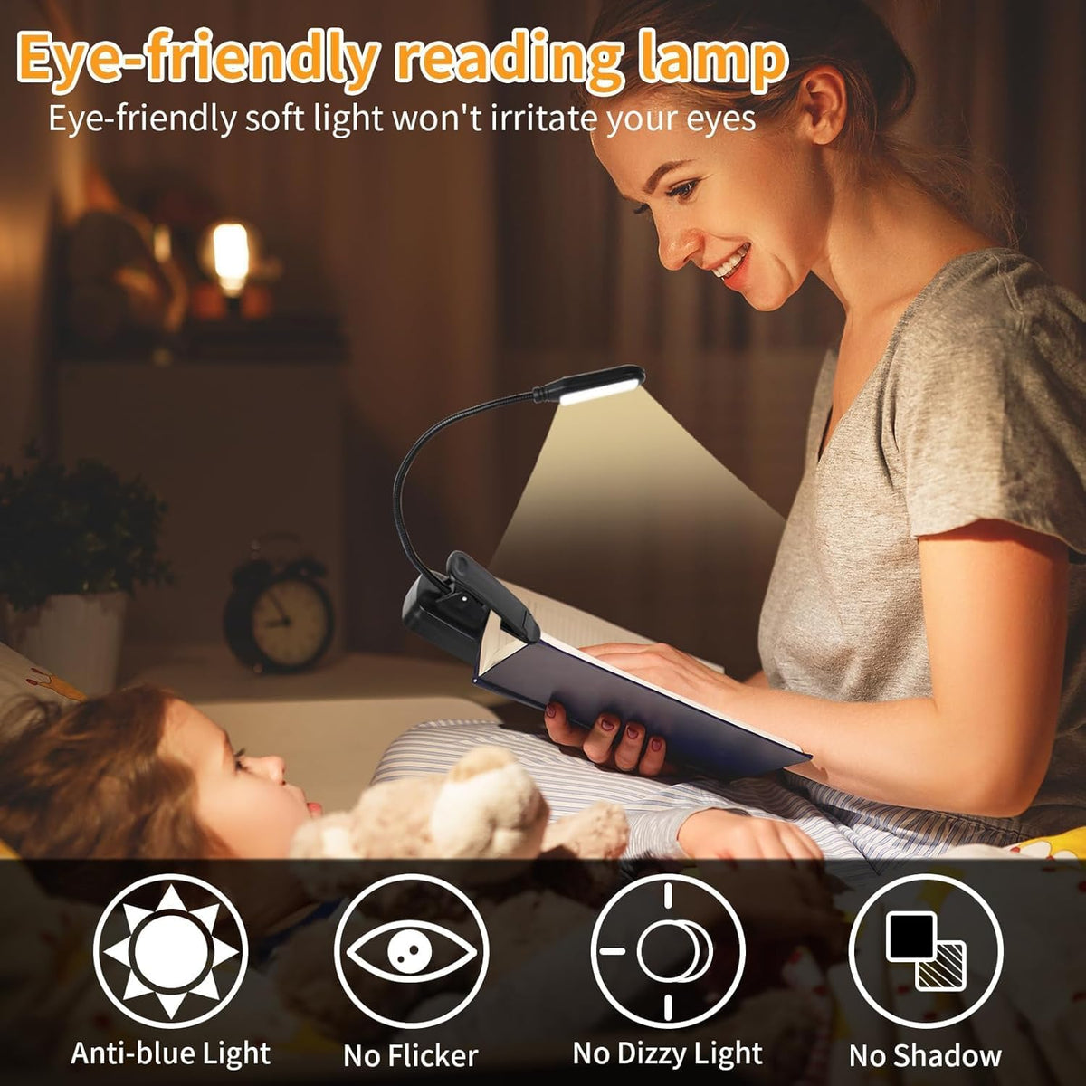 10 Pack Book Lights, Reading Lights for Books in Bed-Eye Caring 3 Colors, Ste...