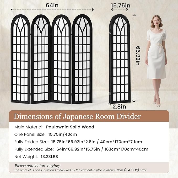 Asnefeli Room Divider 4 Panel, Japanese Shoji Privacy Screen - Image 8