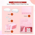 comix desk organizer with 2 drawer, pink 360°, package contents