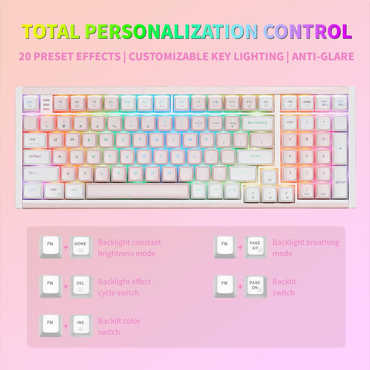 Hexgears I4 Wired Mechanical Keyboard with Number Pad - Pink, Tactile