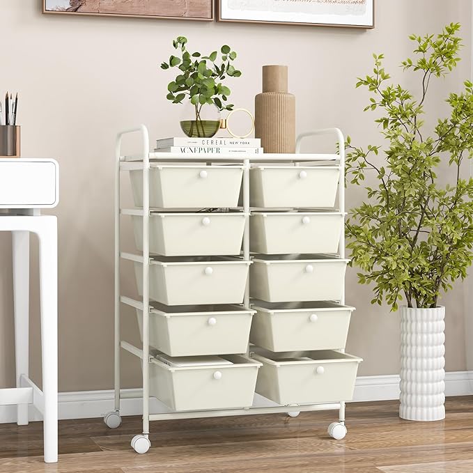GOFLAME 10-Drawer Rolling Storage Cart, Art Craft Storage Organizer on Wheels - Image 8