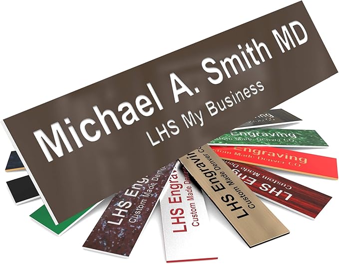 Door Name Plate Personalized for Office Brown Plastic Name Plate by LHS+My+Business
