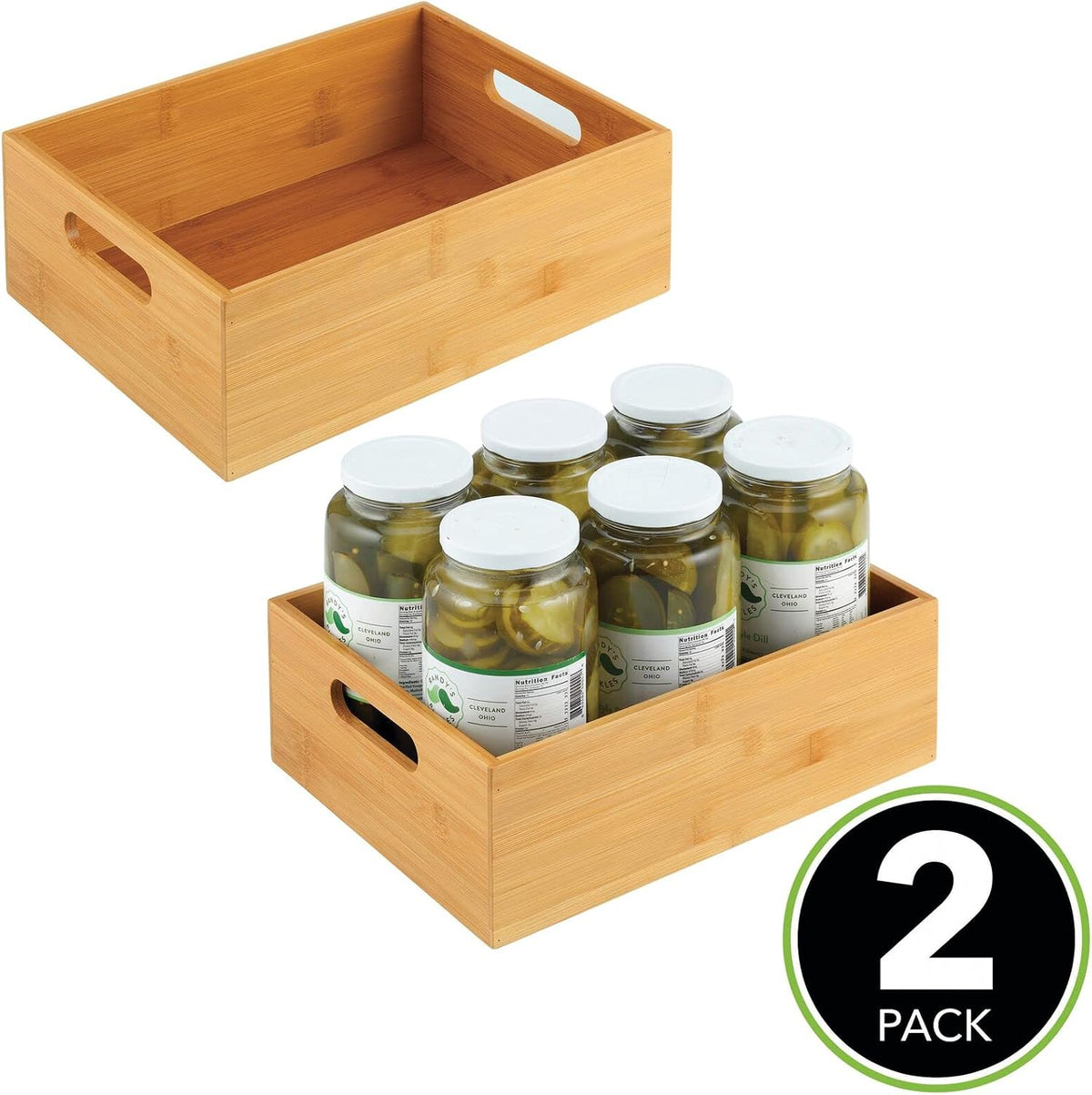 mDesign Kitchen Storage Box - Large Wooden Box with Handles - Bamboo Kitchen ...