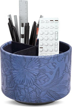 Hennaja Round Leather Art Supply Organizer, Remote Control Holder, 360 Degree by Hennaja