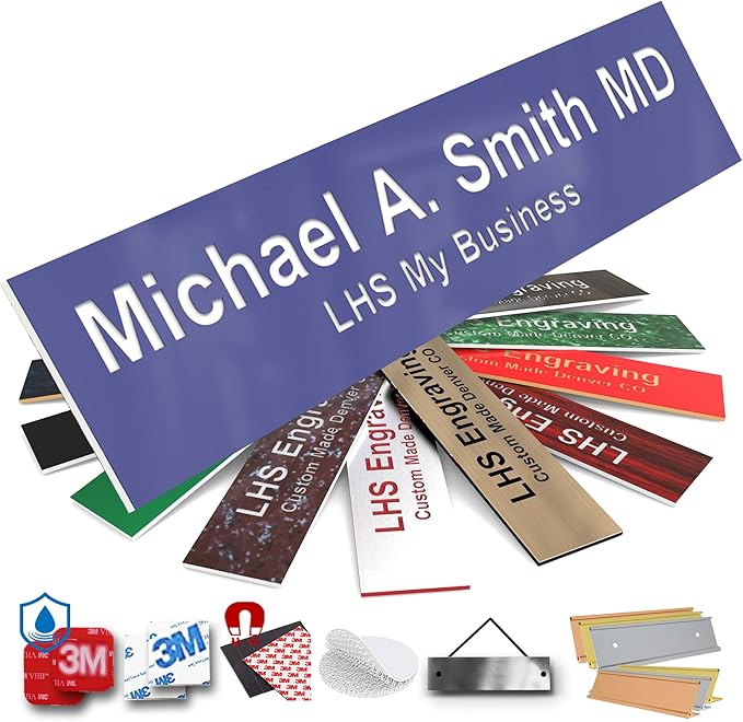 Engraved Name Plates for Door Sign Personalized Purple Plastic Plaque by LHS+My+Business