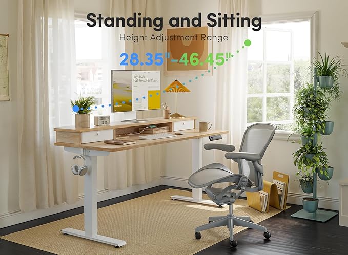 FEZIBO 55 x 24 Inch Height Adjustable Electric Standing Desk - Image 4