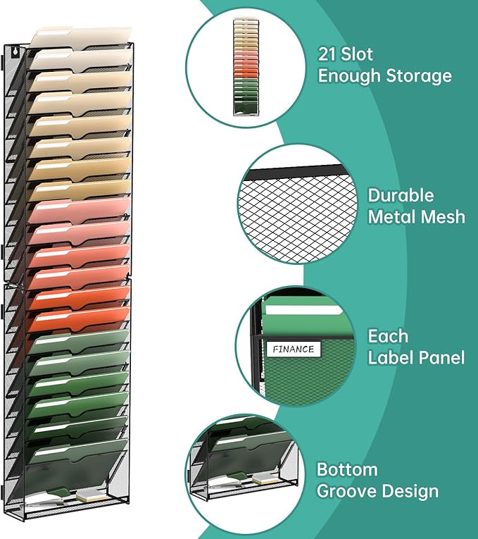 SUPEASY Wall File Organizer Mesh Office Mail Holder, Hanging Wall Organizer - Image 3