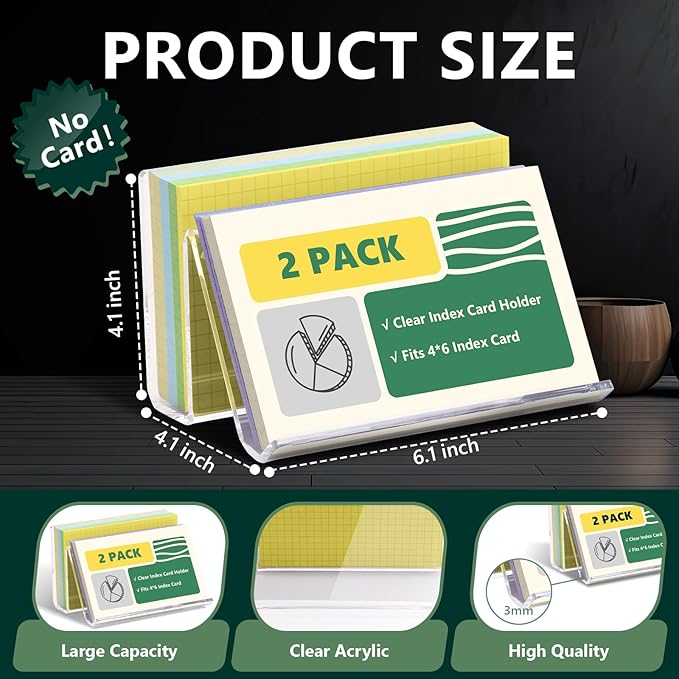 2 Pack Index Card Display Stand 4x6 Index Card Storage Box Flash Card Holder - Image 2