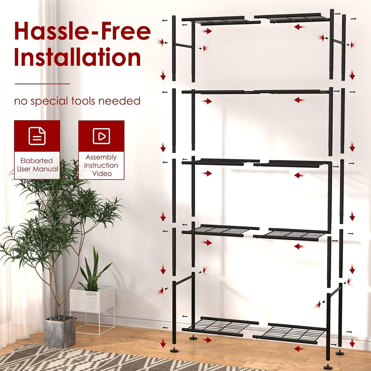 sakugi 2-pack 5-tier steel garage storage shelves, 33.5"x12.6"x72", front angle view