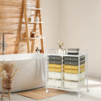 Happygrill 12-Drawer Rolling Storage Cart, 2 Sizes Plastic Drawers & Metal Shelf - Image 4