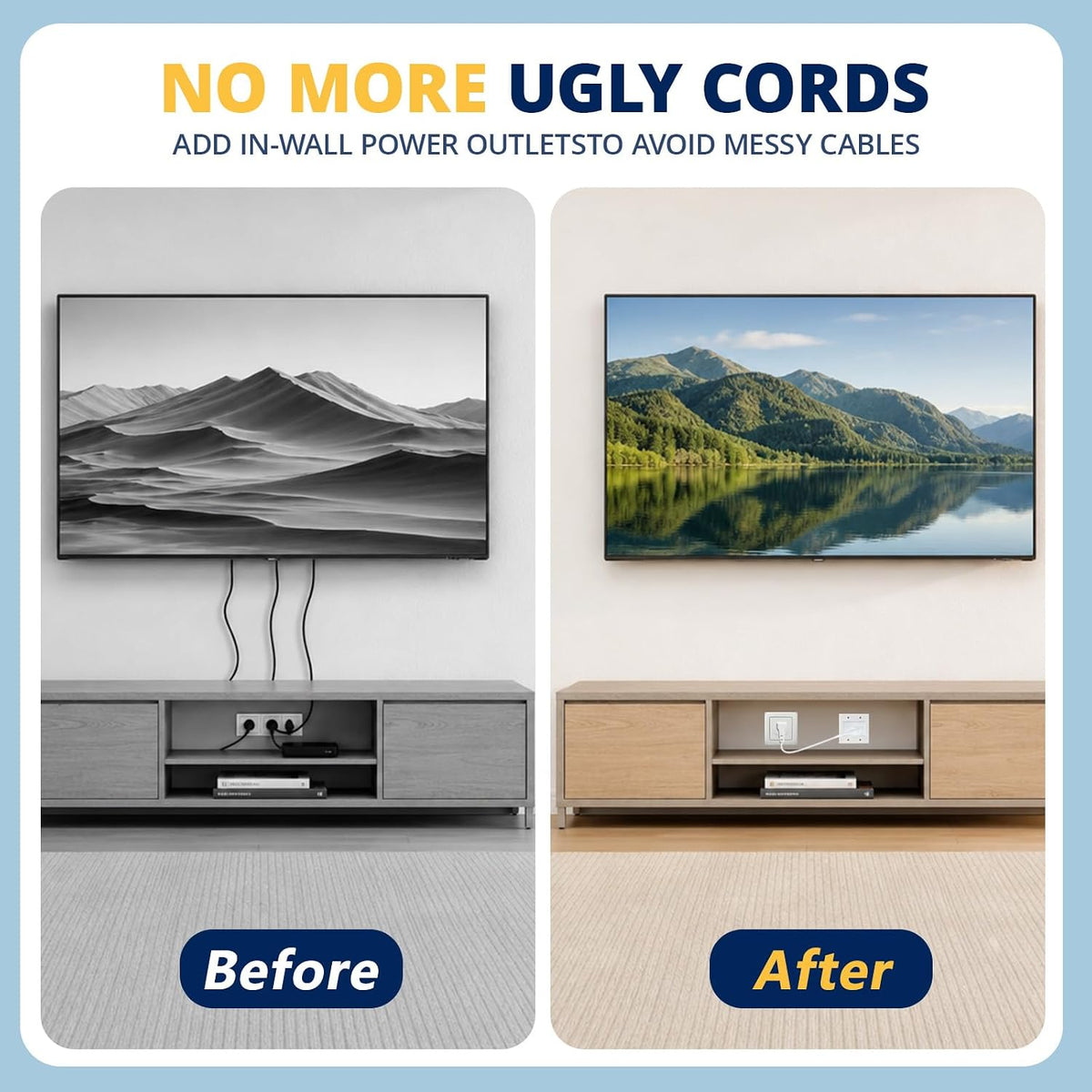 in Wall Cable Management Kit, TV Cable Hider Wall Kit, Hide Messy Wires, Rece...