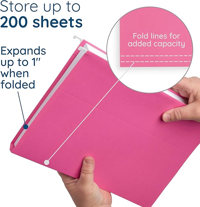 Blue Summit Supplies 25 Pink Hanging File Folders Letter Size, Reinforced - Image 3