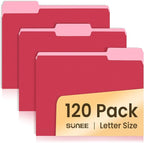 SUNEE File Folders, 120 Pack Manilla Folders 8.5 x 11, Colored File Folders by SUNEE