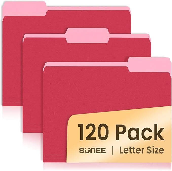 SUNEE File Folders, 120 Pack Manilla Folders 8.5 x 11, Colored File Folders by SUNEE