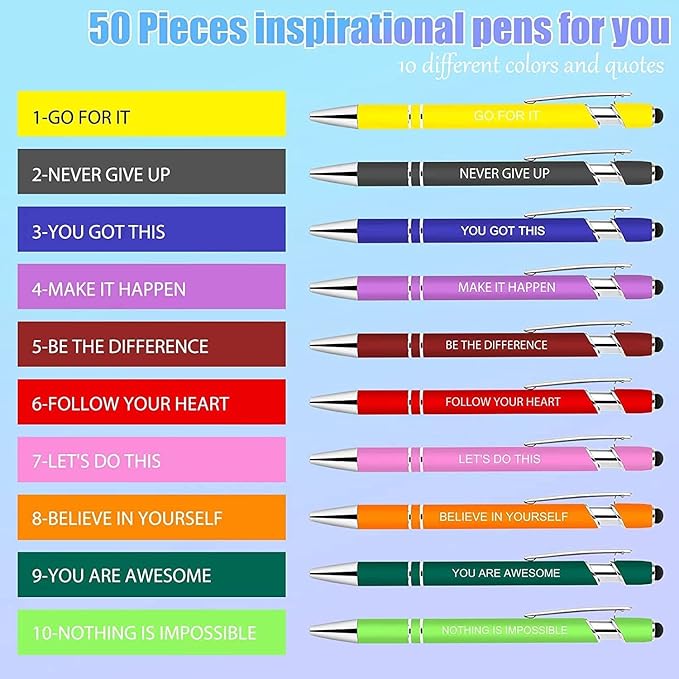 Greengines 50 Pieces Inspirational Pens, Motivational Ballpoint Pen - Image 3