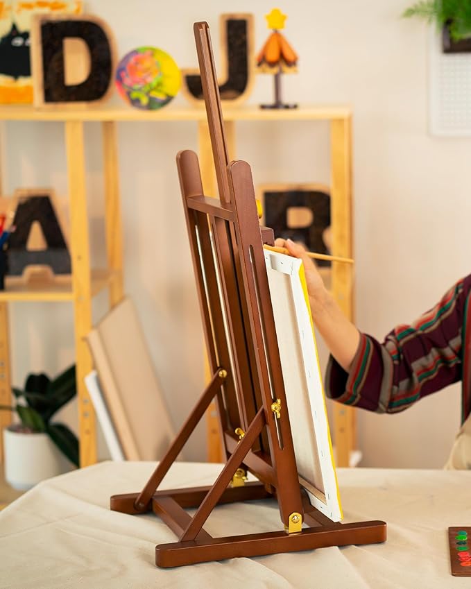 DJAR H- Frame Tabletop Painting Easel, Adjustable Solid Beech Wood Desktop Art - Image 5