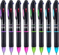 Bribobo 8 Pack Multicolor Ballpoint Pens 4-in-1 0.7mm Colored Retractable by Bribobo