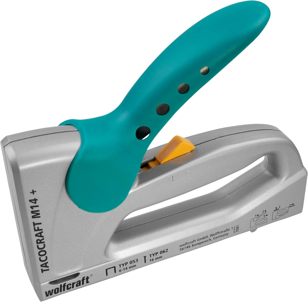 Wolfcraft 7081000 Tacocraft Type 053 Hand Tacker with Casing Made of Metal for Staples 6-14mm