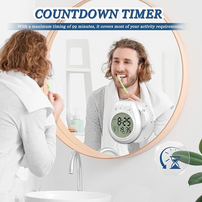 USAOSHOP Bathroom Clock Waterproof Shower Timer, Digital Wall Clock - Image 4