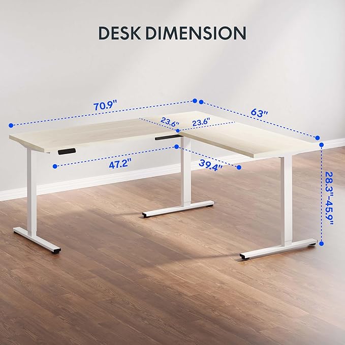FLEXISPOT L Shaped Standing Desk, 71 x 63 Inch Electric Height Adjustable - Image 3