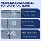 besfur metal garage storage cabinet with locking doors, side view