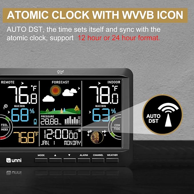 Weather Station Indoor Outdoor Thermometer Wireless, Home Atomic Clock - Image 4
