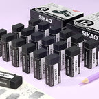 Black Erasers, 6 Pack Block Pencil Erasers – Smudge-Free Latex-Free Art Erasers - Image 5