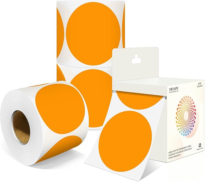 3 Inch Round Colored Dot Stickers, 4 Rolls in Dispenser Box by Unknown