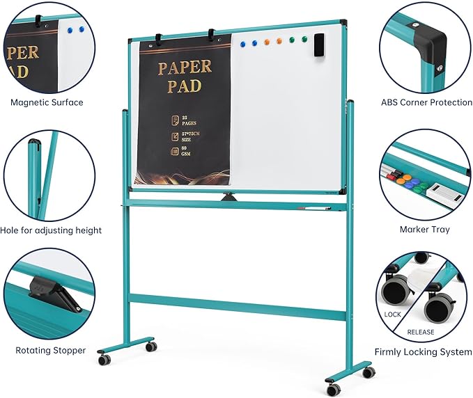 Large Dry-Erase Rolling Magnetic Whiteboard - Image 3