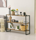 HCHQHS 3-Tier Rustic Wood and Metal Industrial Bookshelf - Image 9