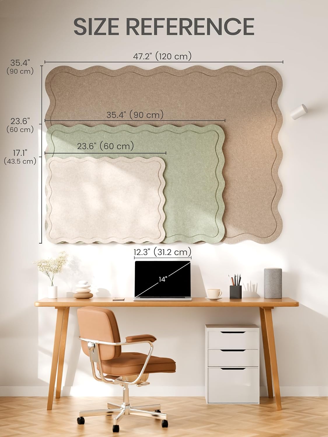 Fluxynara Scalloped Felt Bulletin Board, 23.6"x17.1", Sage