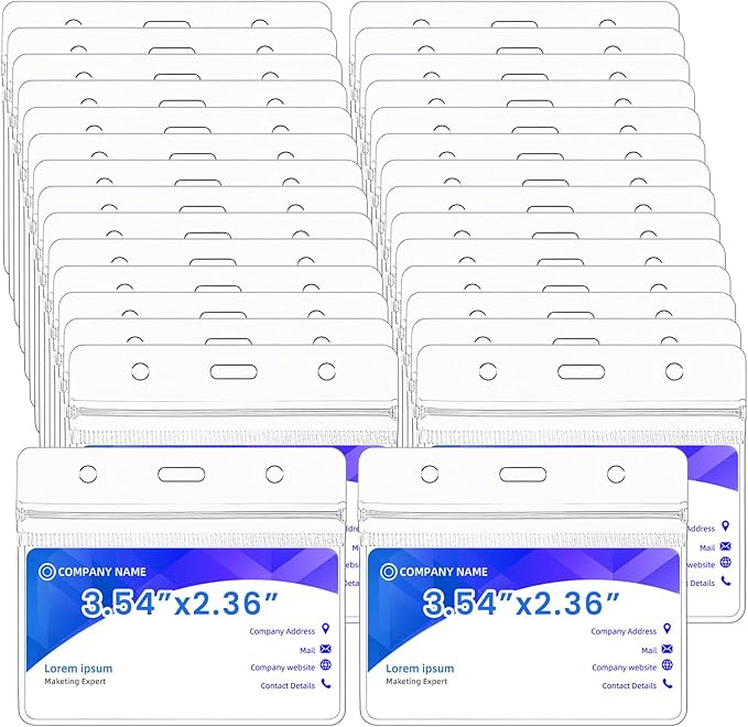 300 Pieces Clear Plastic Horizontal Name Badge ID Card Holders Horizontal Name by Unknown