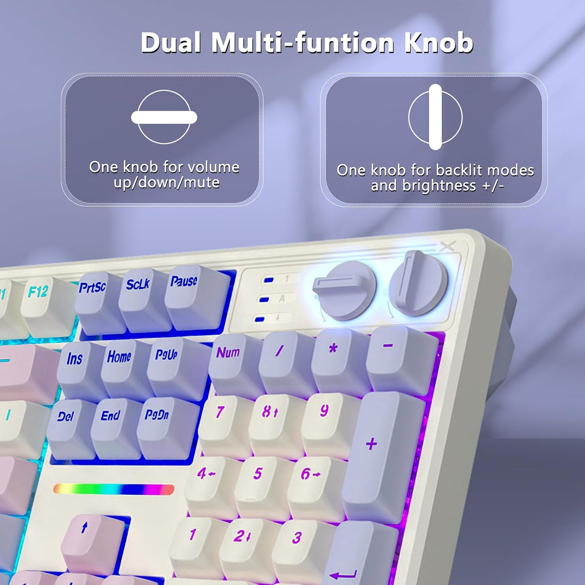 E-YOOSO Creamy Mechanical Gaming Keyboard Wired, Full Size, White Pink