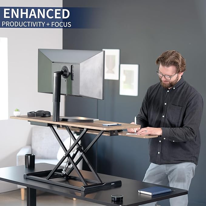 VIVO 42 inch Desk Converter, K Series, Height Adjustable Sit to Stand Riser - Image 4